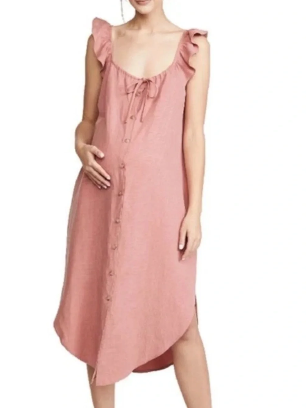 Hatch Maternity Women's THE JENNA DRESS Canyon Rose Pink Tencel Size 1 (4-6)